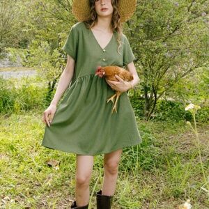 Hannah Canvas Design Linen/Cotton Dress Size Small